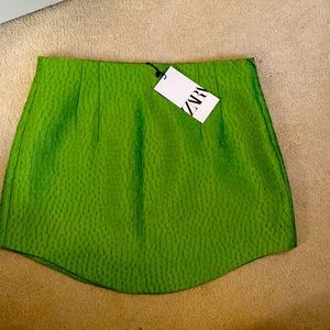 Zara Lime Green Jacquard Mini Skirt